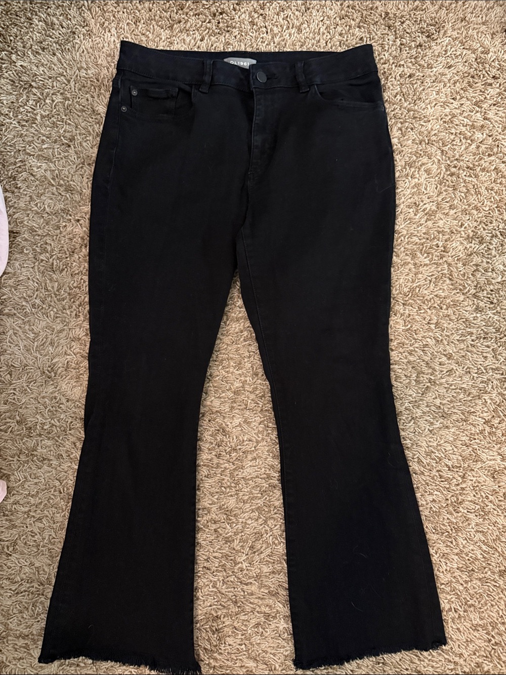 DL1961 Lara Instasculpt Black Bootcut Jeans Size 29 Raw Hem